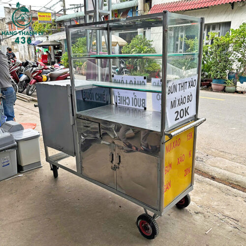 Quầy Bán Đồ Ăn Cũ Bằng Inox Có Bánh Xe Di Chuyển 6 xe ban do an cu bang inox co banh xe di chuyen 2