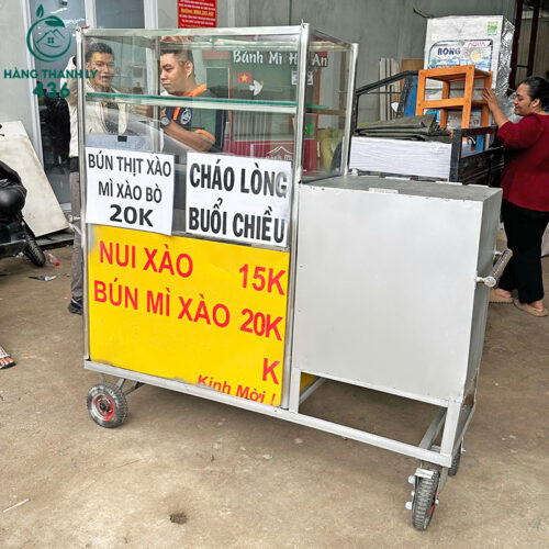 Quầy Bán Đồ Ăn Cũ Bằng Inox Có Bánh Xe Di Chuyển 4 xe ban do an cu bang inox co banh xe di chuyen 3