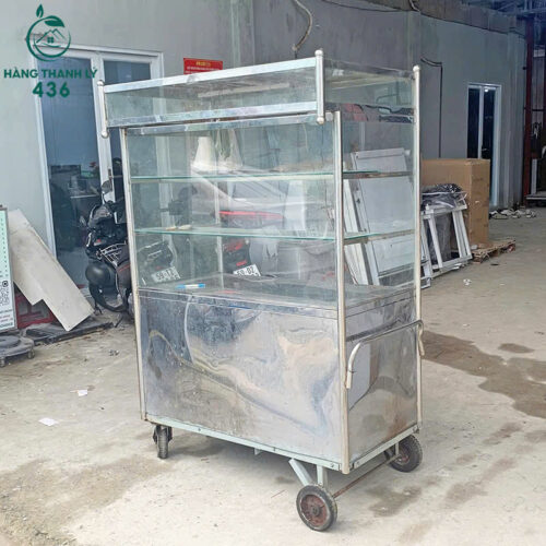 Xe Bán Hàng Inox Đa Ngăn 1M2x1M8 Cũ 7 xe ban hang inox da ngan 1m2x1m8 cu 2