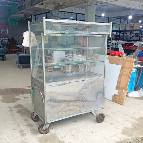 Xe Bán Hàng Inox Đa Ngăn 1M2x1M8 Cũ 6 xe ban hang inox da ngan 1m2x1m8 cu 3
