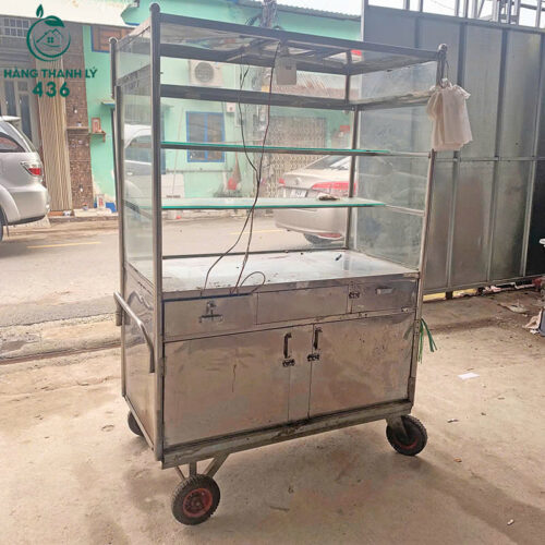 Xe Bán Hàng Inox Đa Ngăn 1M2x1M8 Cũ 5 xe ban hang inox da ngan 1m2x1m8 cu 4