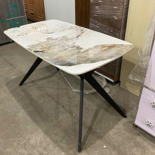 Bàn Ăn Cũ Mặt Vân Đá 1M2X75CM Chân Kim Loại Màu Đen 2 ban an cu mat van da 1m2x75cm chan kim loai mau den 5
