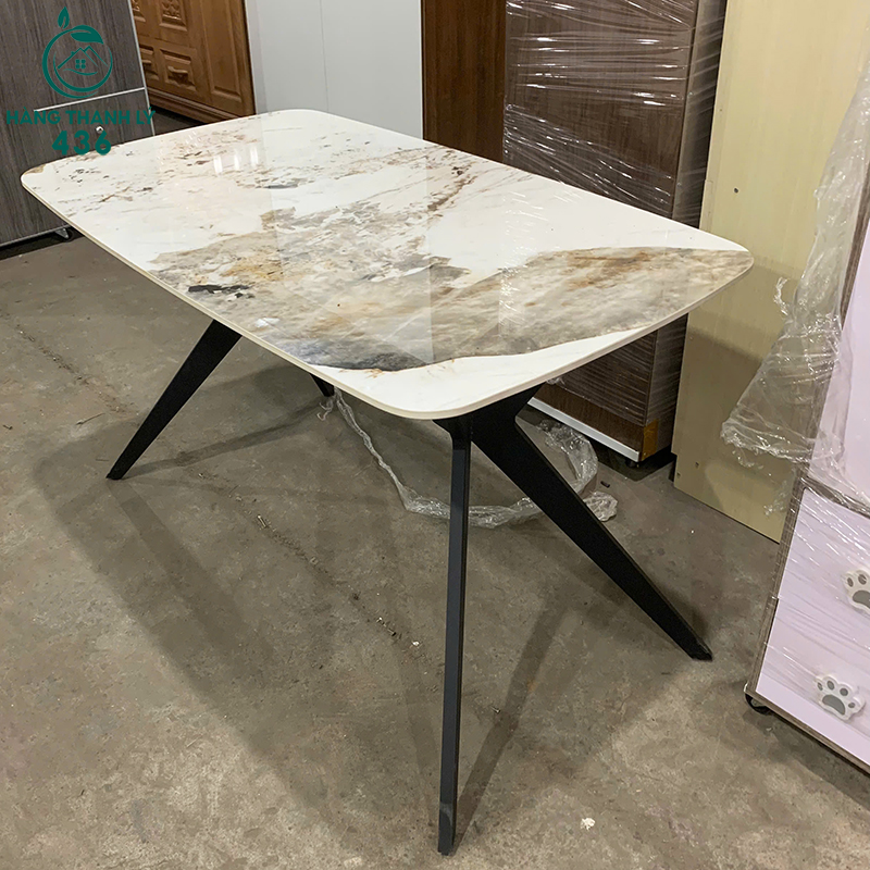 Bàn Ăn Cũ Mặt Vân Đá 1M2X75CM Chân Kim Loại Màu Đen ban-an-cu-mat-van-da-1m2x75cm-chan-kim-loai-mau-den-5 Bàn Ăn Cũ Mặt Vân Đá 1M2X75CM Chân Kim Loại Màu Đen