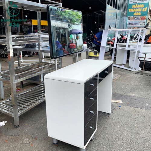 Bàn Trang Điểm Cũ Có Gương Màu Trắng Đen Sang Trọng 4 ban trang diem cu co guong mau trang den sang trong 2