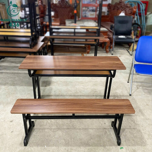 bo ban ghe hoc sinh cu 1m2x40cm mau nau hang dep 2