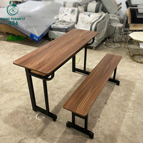 bo ban ghe hoc sinh cu 1m2x40cm mau nau hang dep 6