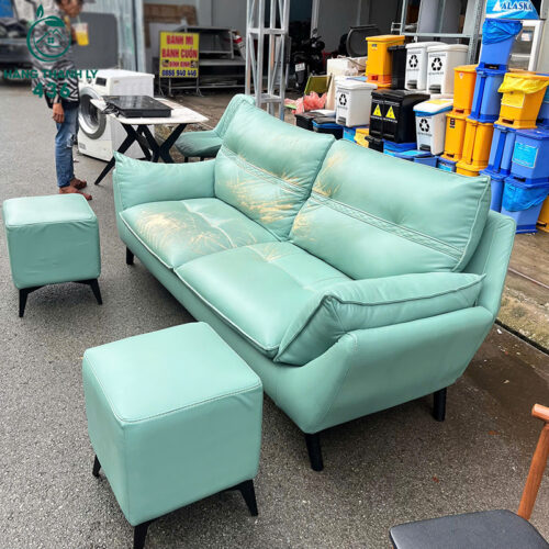 Bộ Ghế Sofa Cũ 1M9X75CM Dạng Văng Đôi Kèm Hai Đôn Gọn Gàng 3 bo ghe sofa cu 1m9x75cm dang vang doi kem hai don gon gang 2