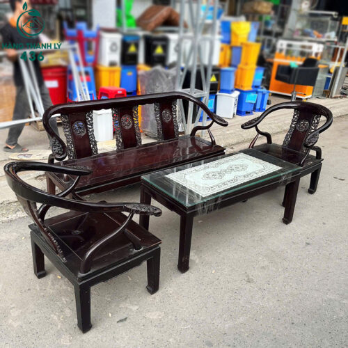 Bộ Salon Gỗ Cũ Được Chạm Khắc Hoa Văn Cổ Điển Đẹp Mắt 5 bo salon go cu duoc cham khac hoa van co dien dep mat 6