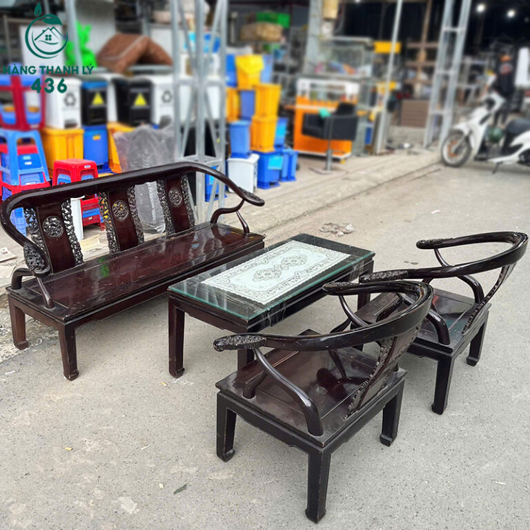 bo salon go cu duoc cham khac hoa van co dien dep mat 8