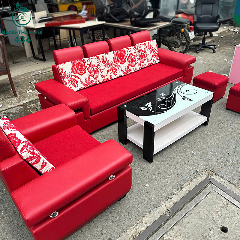 Bộ Sofa Cũ Màu Đỏ 2M2X75CM Ghế Dài Ghế Đơn Kèm Bàn Sang Trọng bo-sofa-cu-mau-do-2m2x75cm-ghe-dai-ghe-don-kem-ban-sang-trong-4 Bộ Sofa Cũ Màu Đỏ 2M2X75CM Ghế Dài Ghế Đơn Kèm Bàn Sang Trọng