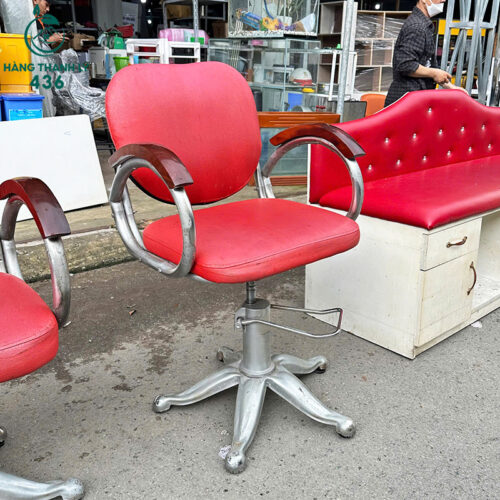Ghế Cắt Tóc Cũ Màu Đỏ Đẹp Chân Inox Có Thể Nâng Hạ Chiều Cao 4 ghe cat toc cu mau do dep chan inox co the nang ha chieu cao 1