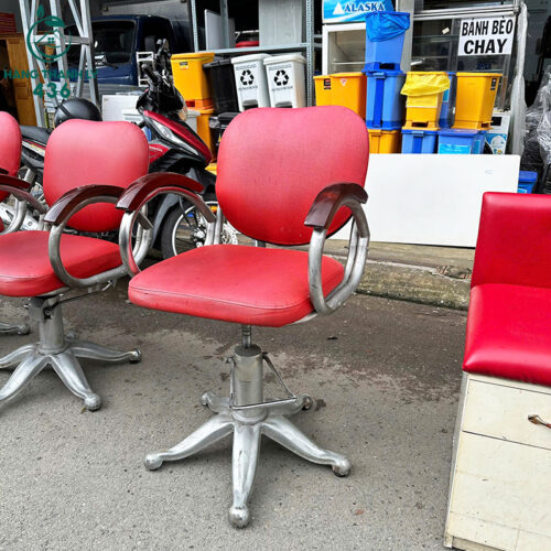 Ghế Cắt Tóc Cũ Màu Đỏ Đẹp Chân Inox Có Thể Nâng Hạ Chiều Cao 2 ghe cat toc cu mau do dep chan inox co the nang ha chieu cao 4