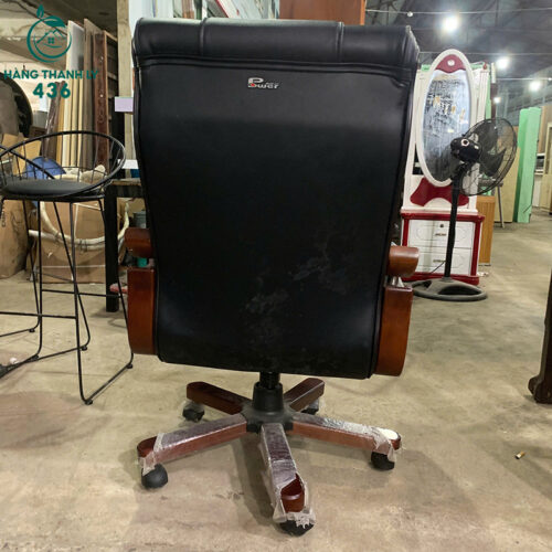Ghế Giám Đốc Cũ Lưng Cao Da Đen Tay Gỗ Sang Trọng Hàng Đẹp 4 ghe giam doc cu lung cao da den tay go sang trong hang dep 2