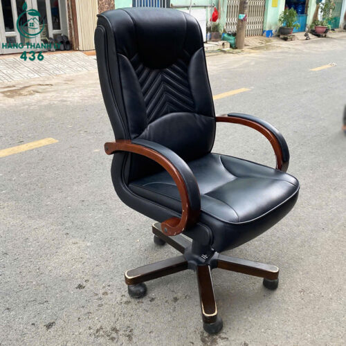 Ghế Giám Đốc Da Cũ Tay Vịn Gỗ Đẹp Bền 3 ghe giam doc da cu tay vin go dep ben 1