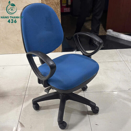 Ghế Làm Việc Cũ Bọc Vải Nỉ Màu Xanh Đệm Êm 3 ghe lam viec cu boc vai ni mau xanh dem em 2