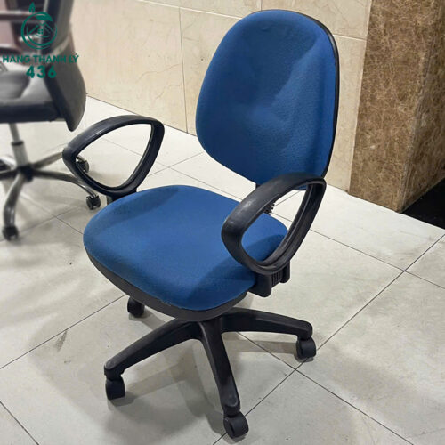 Ghế Làm Việc Cũ Bọc Vải Nỉ Màu Xanh Đệm Êm 2 ghe lam viec cu boc vai ni mau xanh dem em 3