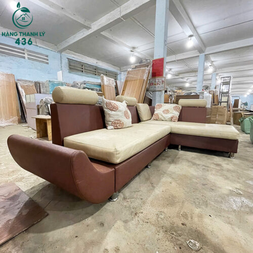 ghe sofa cu goc chu l boc da mau nau 2