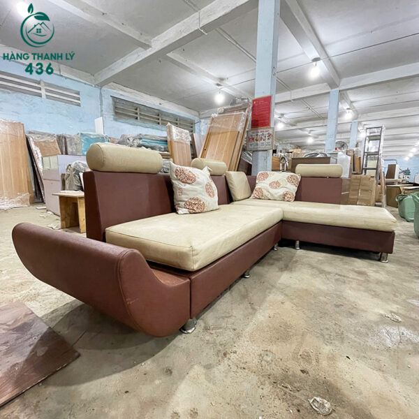 ghe sofa cu goc chu l boc da mau nau 2
