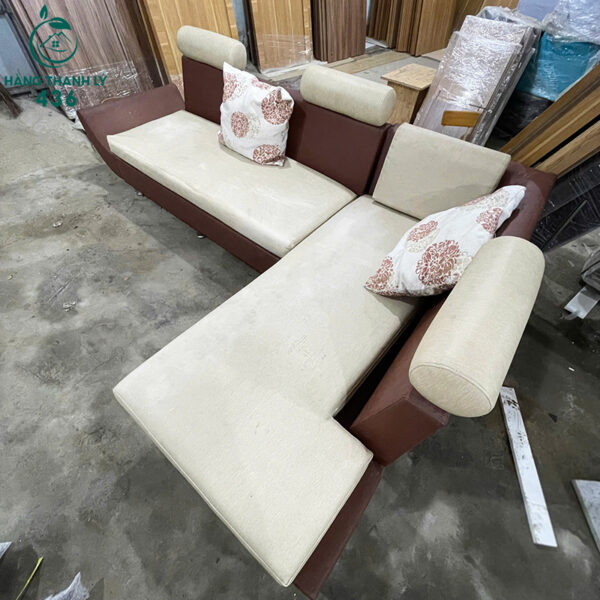 ghe sofa cu goc chu l boc da mau nau 3