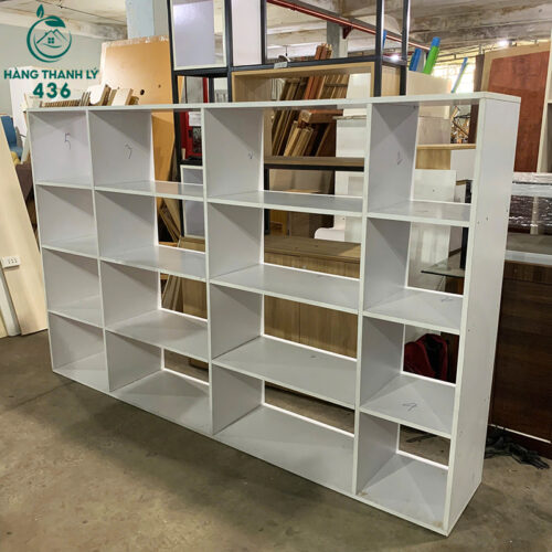 Kệ Sách Cũ 2M4X1M5 Màu Trắng Chia Nhiều Ô Vuông 2 ke sach cu 2m4x1m5 mau trang chia nhieu o vuong 1