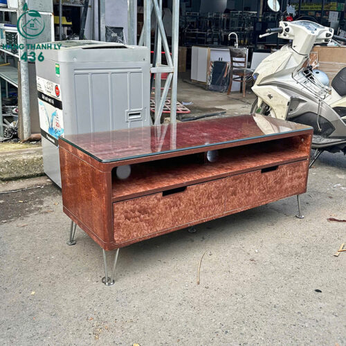 Kệ Tivi Cũ Mặt Kính Tích Hợp Hai Ngăn Kéo Lớn 4 ke tivi cu mat kinh tich hop hai ngan keo lon 4
