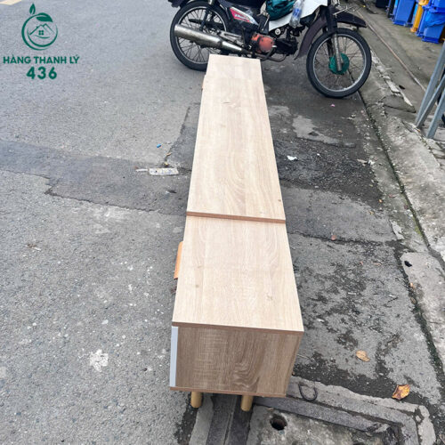 Kệ Tivi Gỗ Cũ Lớn Màu Vân Sáng 1M6X30CM Hai Ngăn Kéo Trắng 3 ke tivi go cu lon mau van sang 1m6x30cm hai ngan keo trang 3