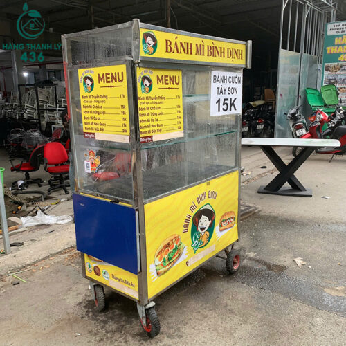 Quầy Bán Hàng Cũ Khung Kim Loại Có Bánh Xe Tiện Di Chuyển 5 quay ban hang cu khung kim loai co banh xe tien di chuyen 4