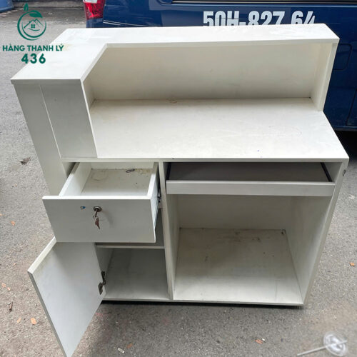 Quầy Lễ Tân Cũ Mini Màu Trắng Sáng Thanh Lịch Có Nhiều Hộc 4 quay le tan cu mini mau trang sang thanh lich co nhieu hoc 2