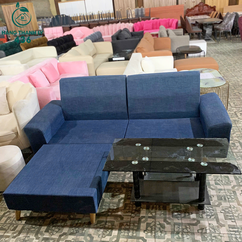 sofa-cu-mau-xanh-nem-mem-mai-co-don-roi-1 Sofa Cũ Màu Xanh Nệm Mềm Mại Có Đôn Rời