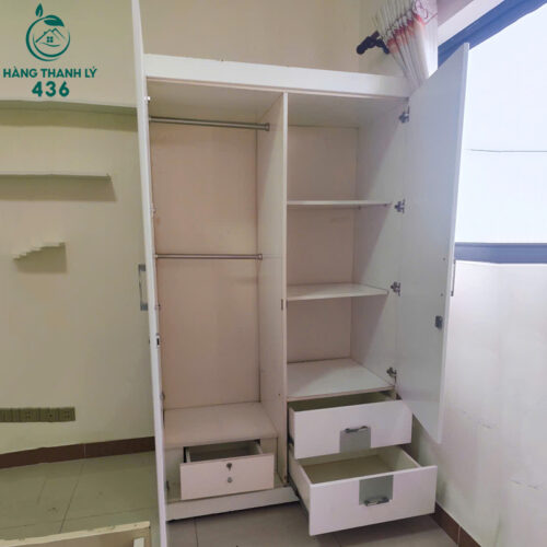 Tủ Quần Áo Cũ Trắng 2MX1M2 Có Gương Soi Toàn Thân Tiện Lợi 2 tu quan ao cu trang 2mx1m2 co guong soi toan than tien loi 1