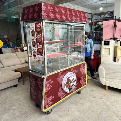 Xe Đẩy Bán Đồ Ăn Cũ Mặt Kính Cường Lực Chắc Chắn 6 xe day ban do an cu mat kinh cuong luc chac chan 2