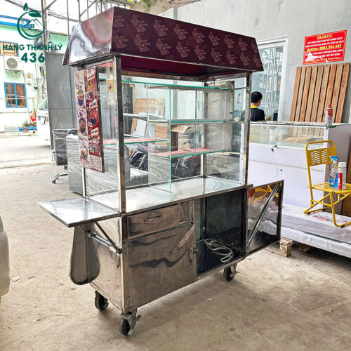 Xe Đẩy Bán Đồ Ăn Cũ Mặt Kính Cường Lực Chắc Chắn 5 xe day ban do an cu mat kinh cuong luc chac chan 3