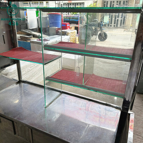 Xe Đẩy Bán Đồ Ăn Cũ Mặt Kính Cường Lực Chắc Chắn 4 xe day ban do an cu mat kinh cuong luc chac chan 4