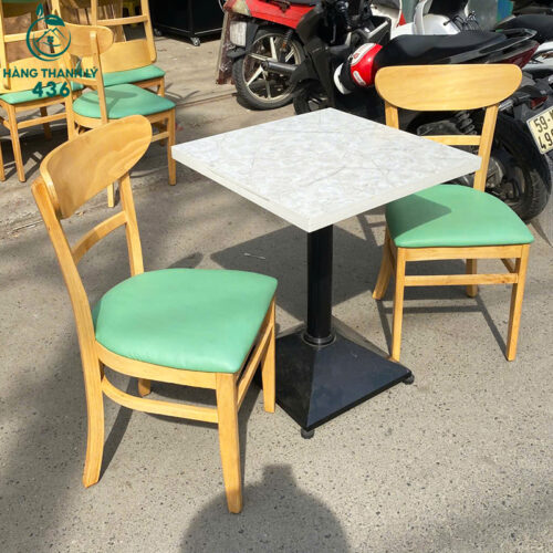 Bàn Cafe Cũ 60CMX75CM Mặt Vuông Giả Đá Vân Trắng 4 ban cafe cu 60cmx75cm mat vuong gia da van trang 2