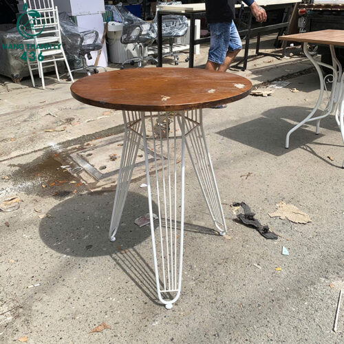 ban cafe tron cu mat go 60cm chan sat trang 2