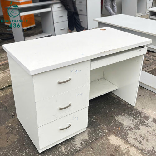 Bàn Làm Việc Cũ 1M2X75CM 3 Hộc Màu Trắng 3 ban lam viec cu 1m2x75cm 3 hoc mau trang 2