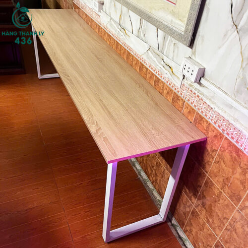 Bàn Làm Việc Cũ 2M2X75CM Chân Sắt Chữ U Hiện Đại Mặt Vân Gỗ 3 ban lam viec cu 2m2x75cm chan sat chu u hien dai mat van go 1