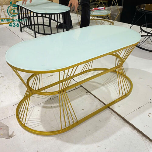 ban sofa cu mat kinh cuong luc mau xanh nhat hinh bau duc 1