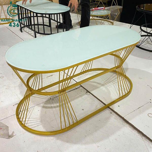 ban sofa cu mat kinh cuong luc mau xanh nhat hinh bau duc 1