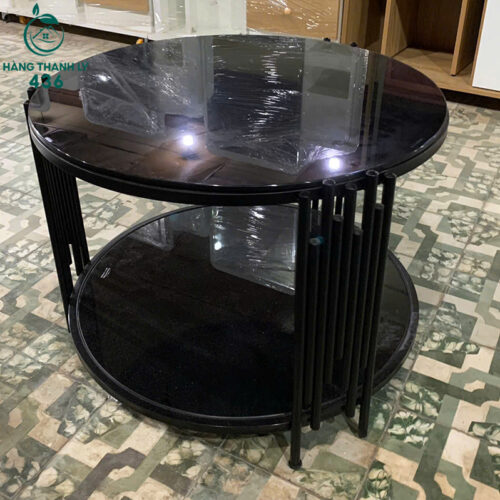 Bàn Sofa Cũ Mặt Kính Đen Bóng 2 Tầng Dễ Lau Chùi Sang Trọng 4 Bàn Sofa Cũ Mặt Kính Đen Bóng 2 Tầng