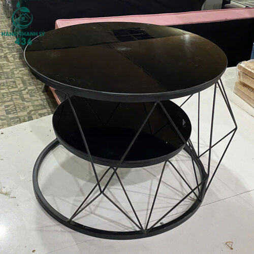 Bàn Sofa Mặt Kính Đen Dáng Tròn Sang Trọng Mới 95% 4 ban sofa mat kinh den cu dang tron sang trong 1