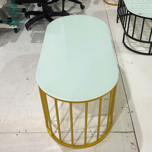 ban sofa mat kinh trang sua cu thiet ke hinh oval 1