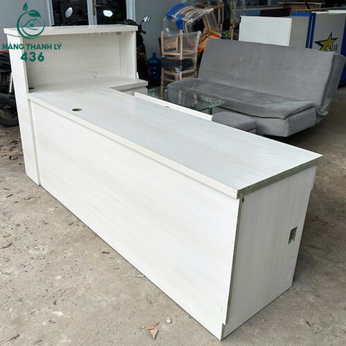 Bàn Thu Ngân Cũ 2M2X1M2 Màu Trắng Thiết Kế Góc Chữ L