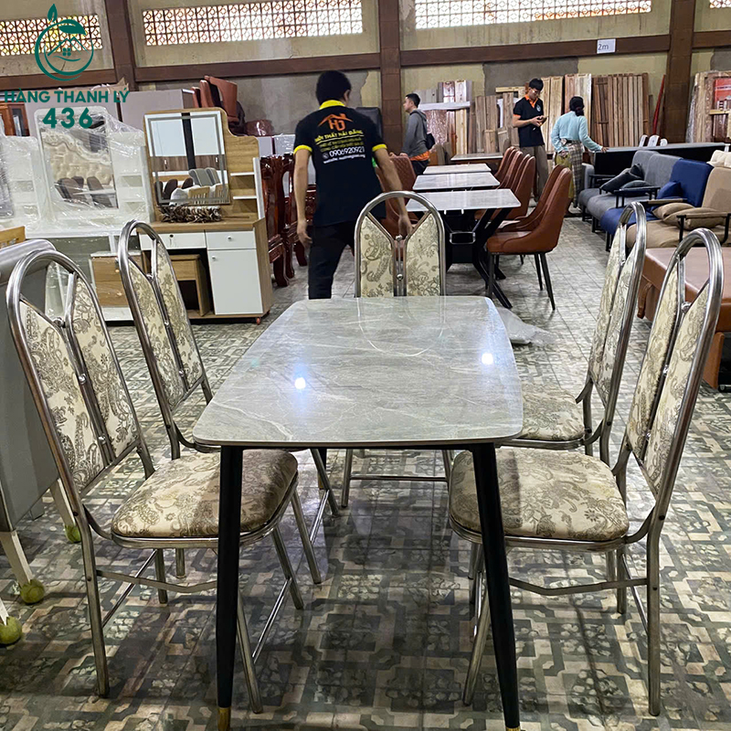 bo-ban-an-cu-6-ghe-mat-ban-van-da-may-sang-trong-3 Bộ Bàn Ăn Cũ 6 Ghế Mặt Bàn Vân Đá Sang Trọng