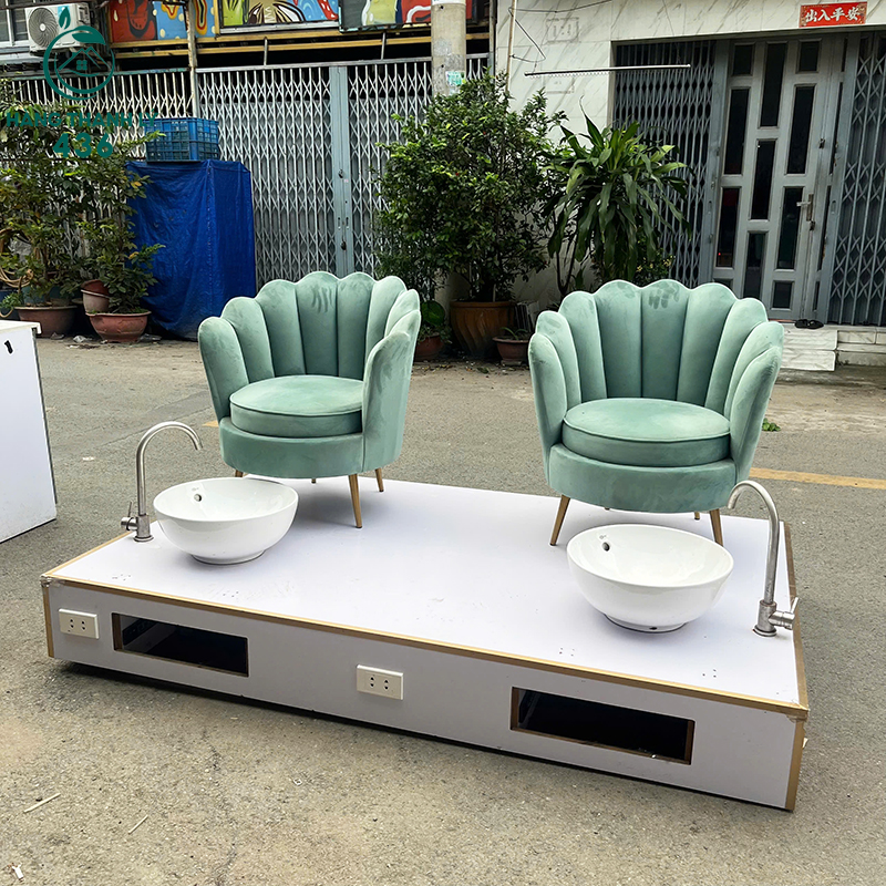 Bộ Ghế Làm Nail Cũ Bọc Vải Nhung Màu Xanh Chân Gỗ bo-ghe-lam-nail-cu-boc-vai-nhung-mau-xanh-chan-go-2 Bộ Ghế Làm Nail Cũ Bọc Vải Nhung Màu Xanh Chân Gỗ