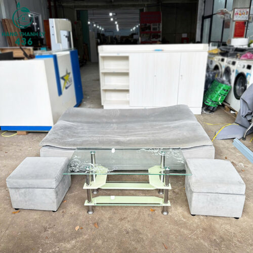 Bộ Sofa Bed Cũ 1M7 Đa Năng Chất Liệu Vải Nỉ Màu Xám