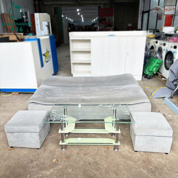 Bộ Sofa Bed Cũ 1M7 Đa Năng Chất Liệu Vải Nỉ Màu Xám