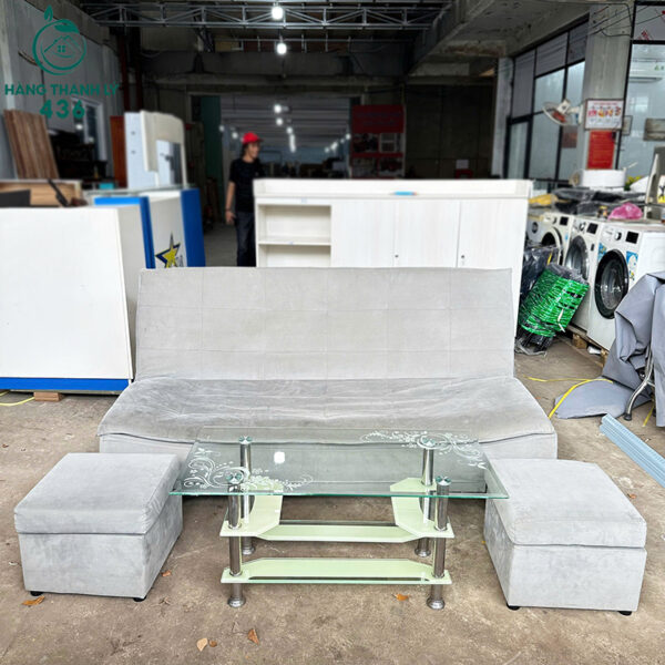 Bộ Sofa Bed Cũ 1M7 Đa Năng Chất Liệu Vải Nỉ Màu Xám
