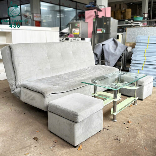 Bộ Sofa Bed Cũ 1M7 Đa Năng Chất Liệu Vải Nỉ Màu Xám