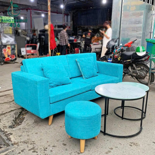 Bộ Sofa Cũ 1M8 Màu Xanh Kèm 2 Bàn Trà Tròn Và 1 Đôn Nỉ 3 Bộ Sofa Cũ 1M8 Màu Xanh Kèm 2 Bàn Trà Tròn Và 1 Đôn Nỉ